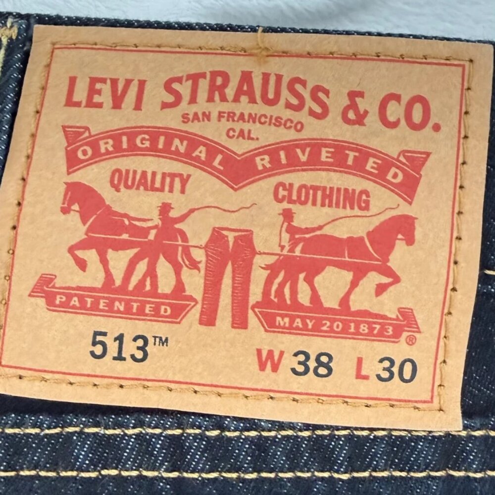 Levi's 513 Slim Straight Jeans Mens 38x30 Bastion Dark Wash Denim - Picture 6 of 8